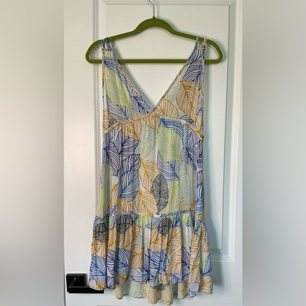 MAAJI 'No Regrets' Sleeveless Mini Dress/Swimsuit Cover-Up Leaves Multicolor L